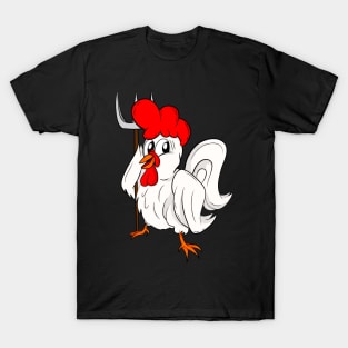 Chicken Farmer Cartoon Rooster Life on Farm T-Shirt